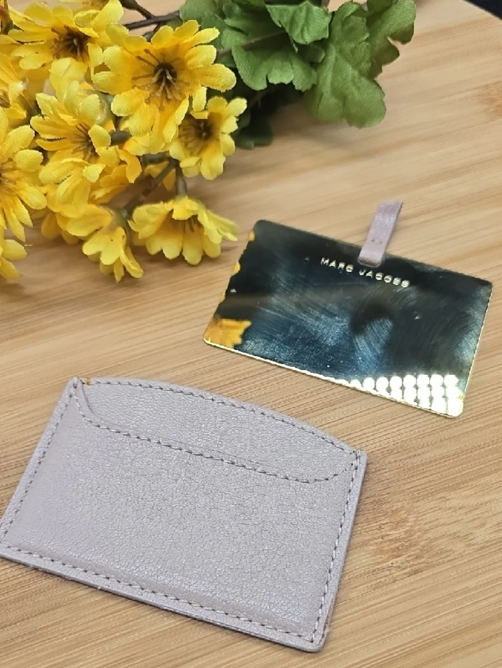 Marc Jacobs | Pale Mauve | Leather | Card Holder with Gold Accent | Dust Cover